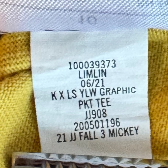 Disney ✕ Janie and Jack Kids Tee (10) Mickey Pocket Mustard Yellow Long Sleeve - Picture 13 of 15